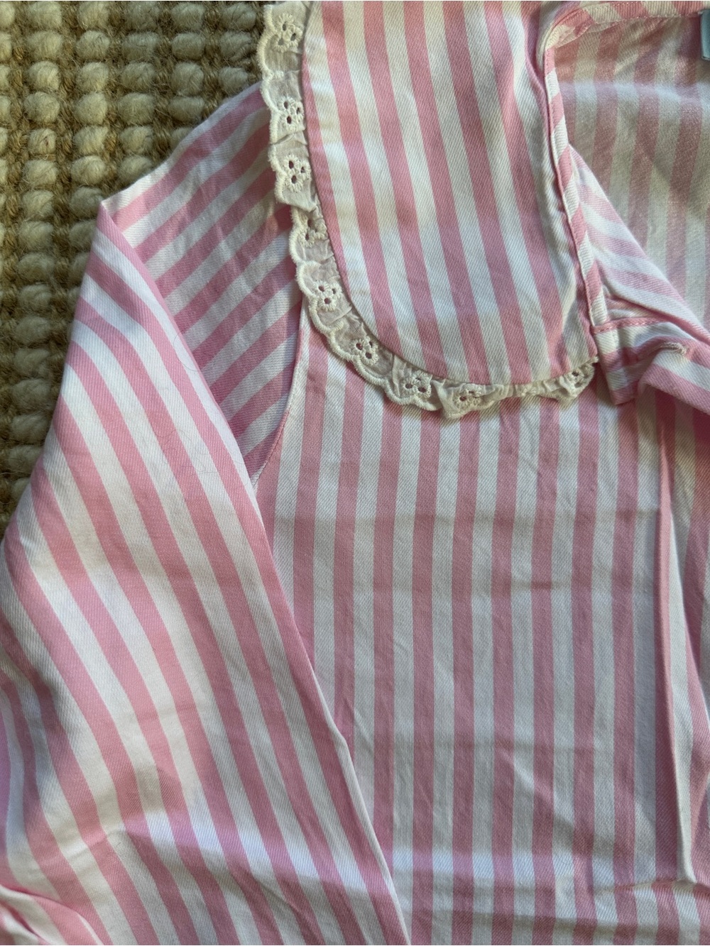 Hill House Pink Stripe Lace-Collar Women’s Pajama Set - Picture 3 of 5